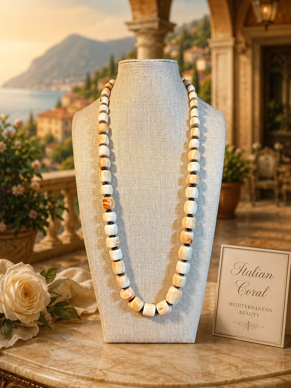 Angel Skin Coral Italian Mediterranean 
 30’ brass fittings